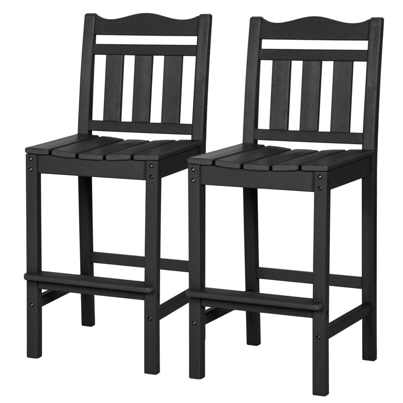 Ensemble de 2 tabourets de bar d'extérieur, Noir