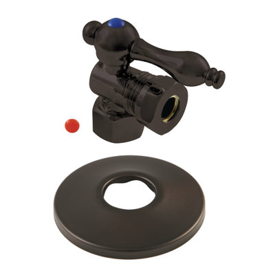 Kingston Brass 1/2-Inch FIP x 1/2 or 7/16-Inch Slip Joint Quarter-Turn Angle Stop Valve with Flange