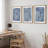 Geometric Line Navy Blue Stripe Abstract Boho Mid-Century Modern Frame Canvas 3 Piece Print Wall Art-94434520-94434522