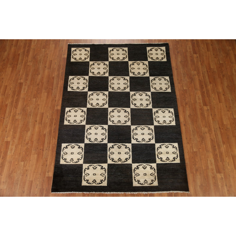 Tapis unique en laine noué à la main 5 pi 9 po x 8 pi 1 po nouvel âge Chesterbrook