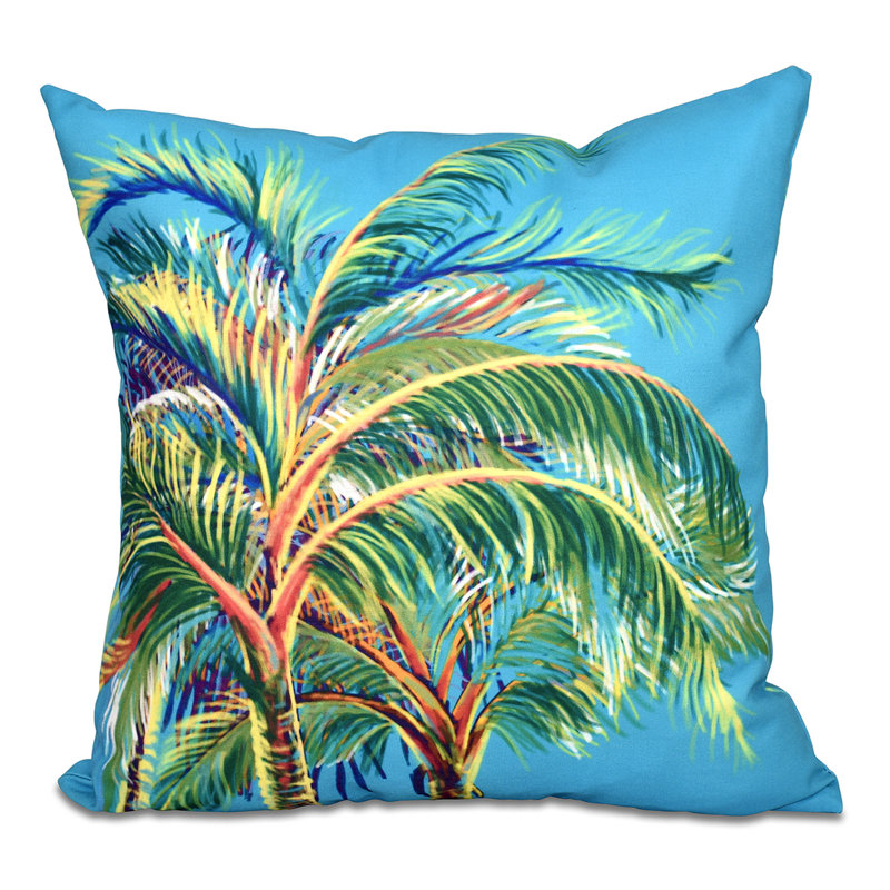 Coussin décoratif réversible intérieur / extérieur Beach Holiday, 18 po x 18 po, Turquoise