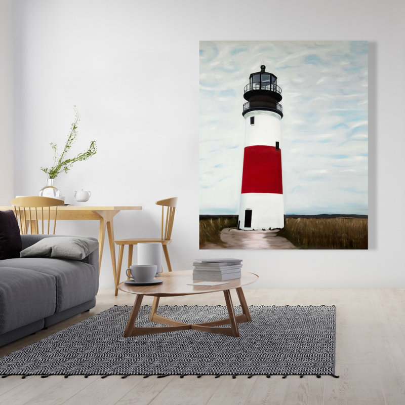 Sankaty Head Lighthouse Canvas - Red Building Home Decor