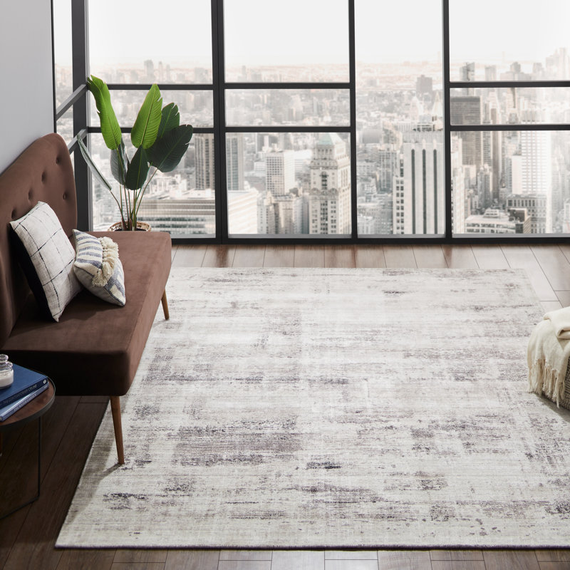 Abstract Area Rug in Brown, Rectangle  8'6" x 11'6"