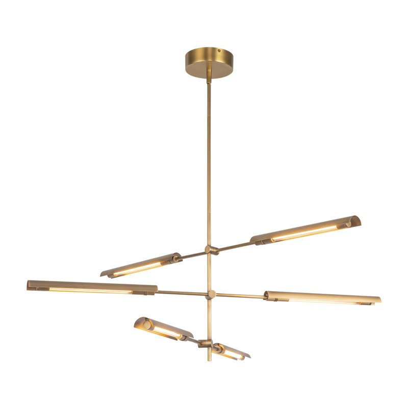 Astrid 6 - Light LED Chandelier, Vintage Brass
