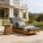 Modern Acacia Wood Outdoor Chaise Lounge With Dark Grey Water-Repellent Cushion & Integrated Headrest, Adjustable & Foldable Design For Patio, Poolside, Garden-1437229403