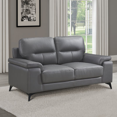 Causeuse de salon en cuir véritable de 67 po de largeur Nashely