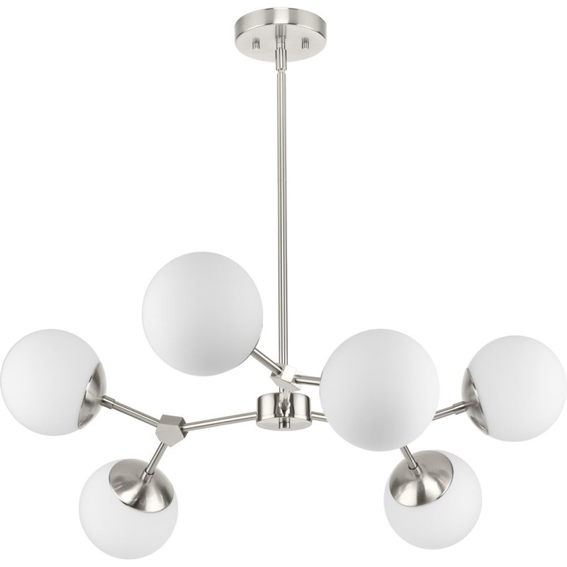 Lustre géométrique à 6 lumières Jervon, Nickel brossé