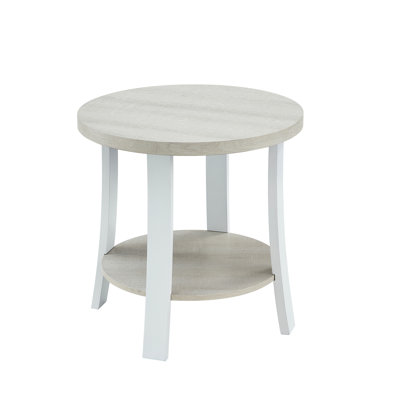 Stylish White Wood Table Shelf - Contemporary Home Beauty Round End With Practical Furnishing