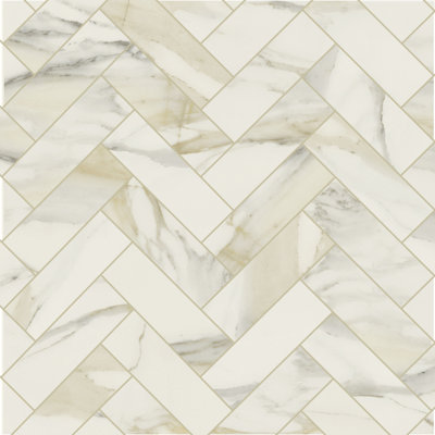 Tuscany Marble 2x6 Herringbone Matte Calacatta Gold