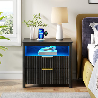2-Drawer Nightstand With Hidden Storage And Human Sensor Light by Wrought Studio