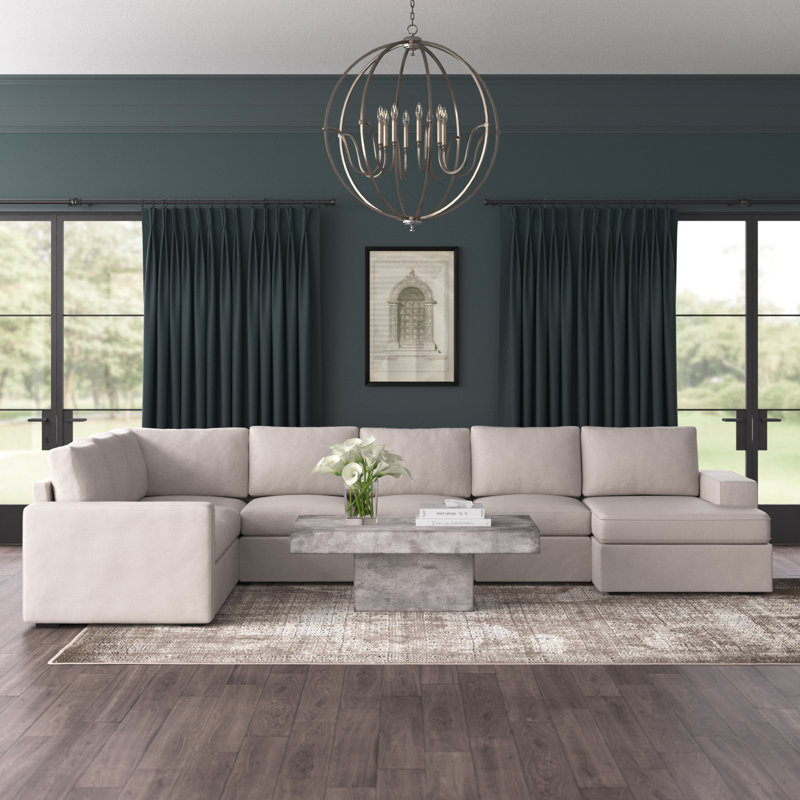Canapé et méridienne modulaires de 146 po de large Colburn, Beige