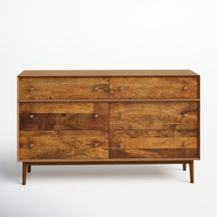 Modern Simplicity Mocha Solid Wood 6 Drawer Tall Dresser.