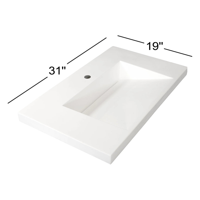 Dessus de salle de bain simple 31" à cuve à rampe meuble-lavabo