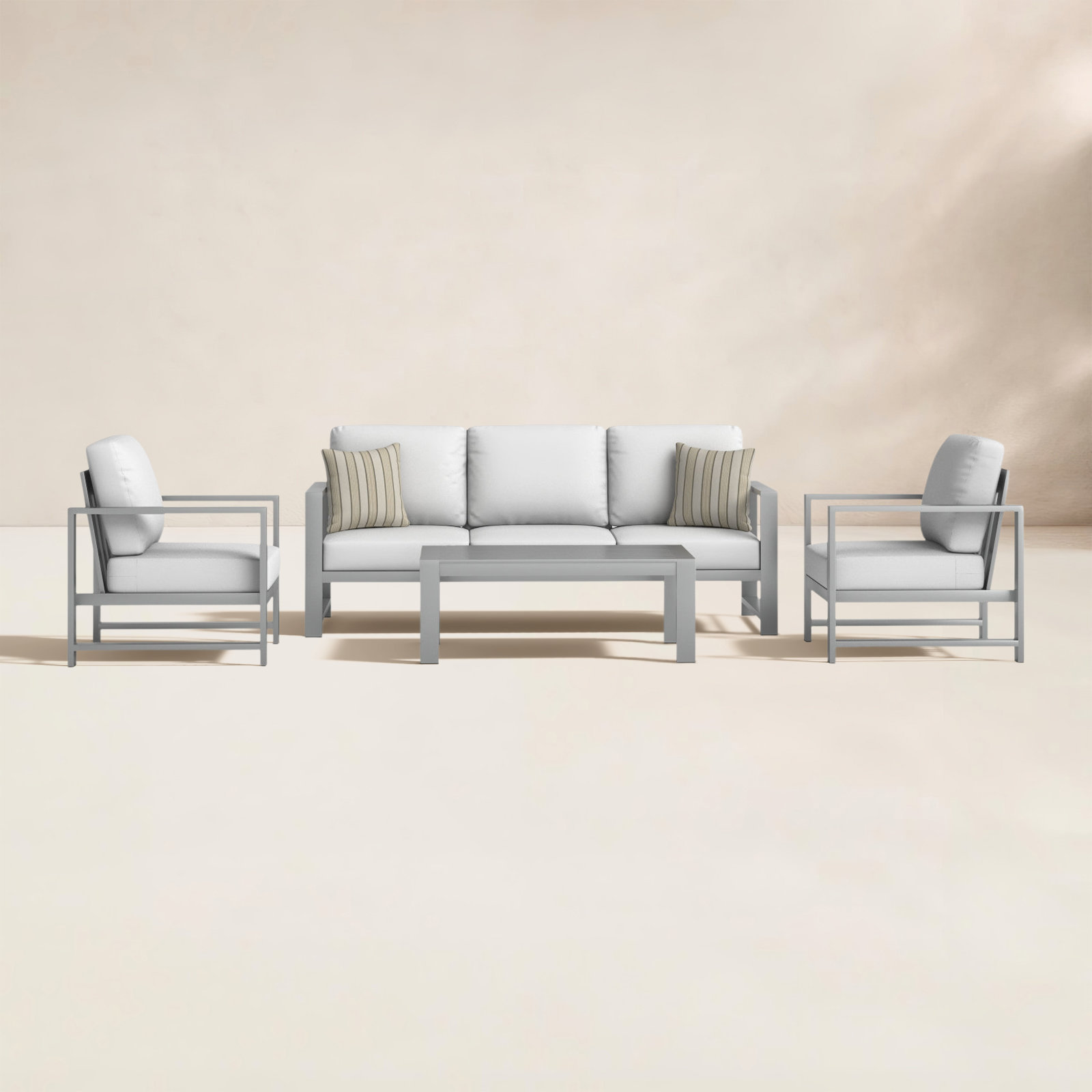 Dulcie 5-Person Sunbrella® Patio Seating Group, Canvas White Sunbrella® Canvas