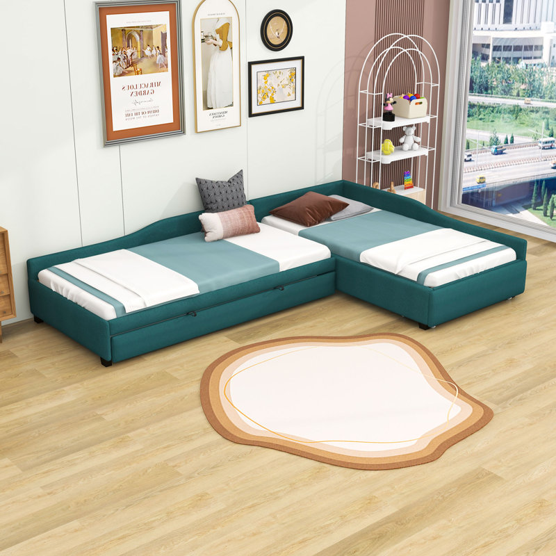 Lit de jour simple avec couchette Blithedale, Vert