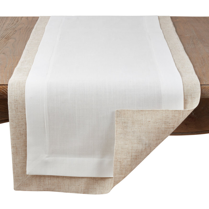 Pennock Thick Border Table Runner, Ivory, 18" x 108"