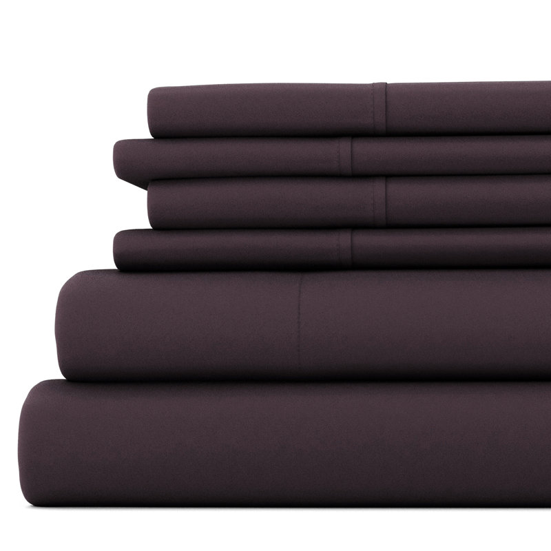 Simply Soft Brushed Microfiber Solid 6 Piece Sheet Set, Queen Sheet Set + 1 Fitted Sheet + 2 Pillowcases, Purple