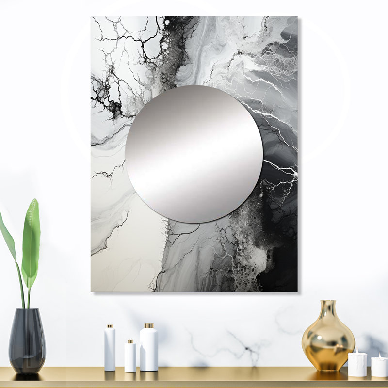 Lagrosa noir et blanc liquide encre rivière - liquide encre liquide miroir, 32 po x 24 po