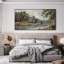 Grand paysage classique, scène de rivière sereine, forêt, chambre à coucher, grand art mural encadré, décoration intérieure (assemblage requis)-107133628