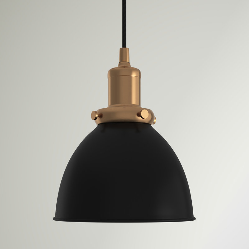 Luminaire suspendu en forme de dôme à 1 lumière Madison, Bronze noirci / laiton chaleureux