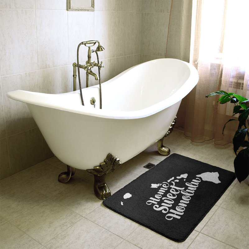Tapis pour salle de bain honolulu hawaii, l 17 po x L 21 po, Noir
