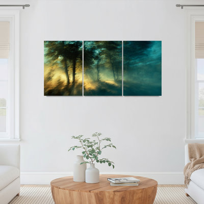 Mystic Forest Landscape Canvas Wrapped Wall Art Set of 3