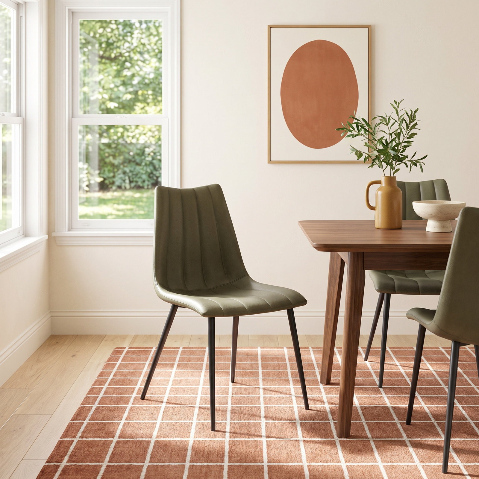 Finnigan Dining Chair, Light Green Faux Leather