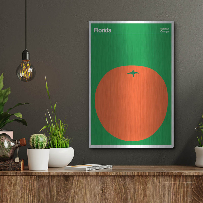 «State Posters FL» par Print Collection, art mural en métal, H 16 po x l 12 po