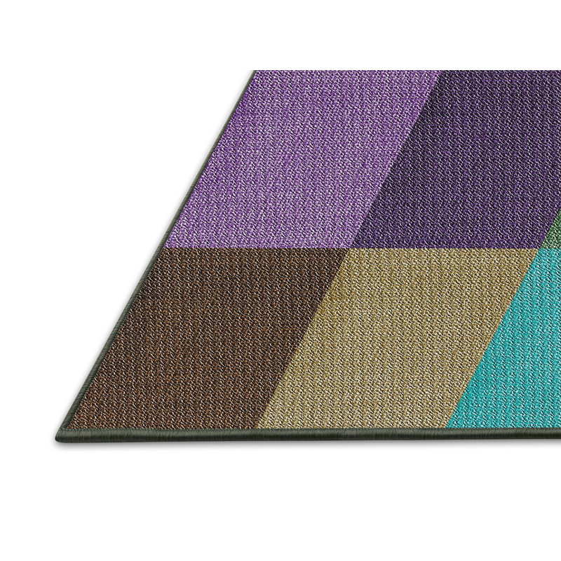 Tapis noir/gris/bleu à motifs, Rectangle 5 pi x 7 pi