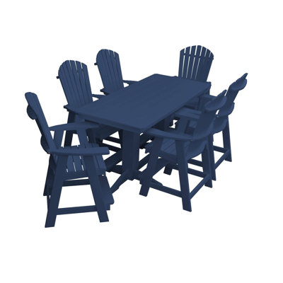  Poly Composite Thompson Adirondack 7-Piece Counter Height Dining Set with 6' Table, Patriot Blue