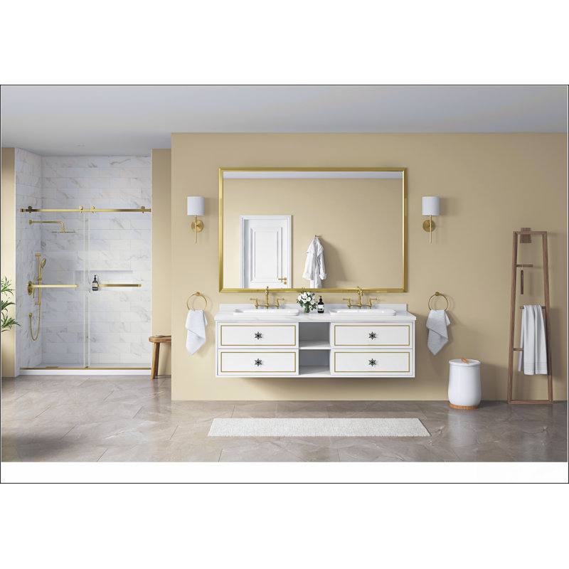 Miroir de salle de bain mural 84 x 48 pouces avec cadre en aluminium durable, parfait pour les intérieurs modernes et élégants