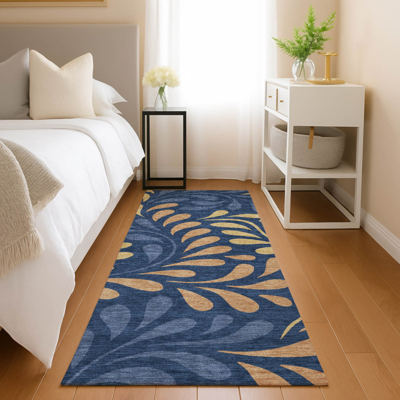 Tapis botanique intérieur / extérieur lavable à la machine Lanphear ACN2411, Tapis de couloir 2 pi 3 po x 7 pi 6 po