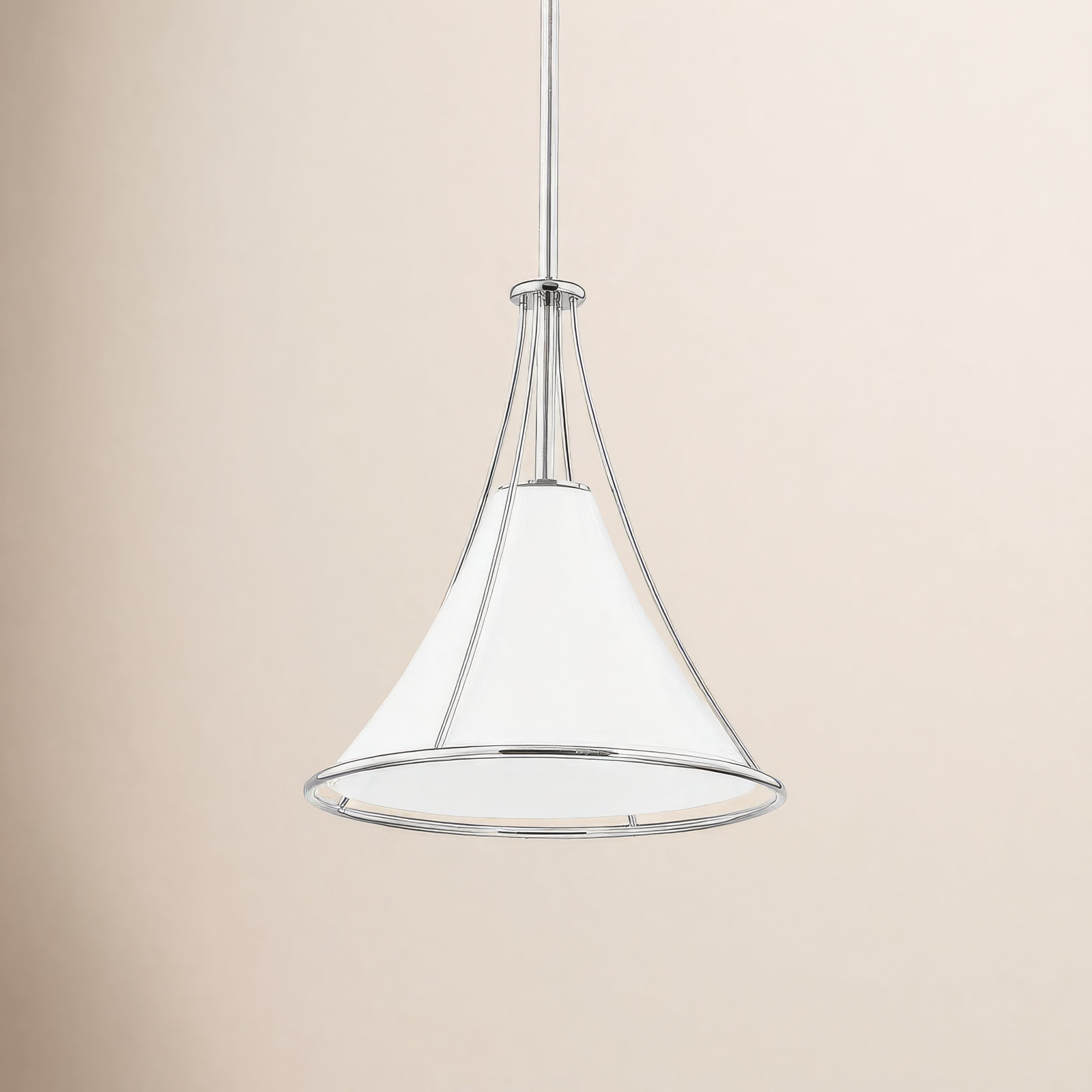 Swift Single Light Glass Steel Dimmable Pendant, 18.5" H x 17.25" W x 17.25" D, Polished Nickel