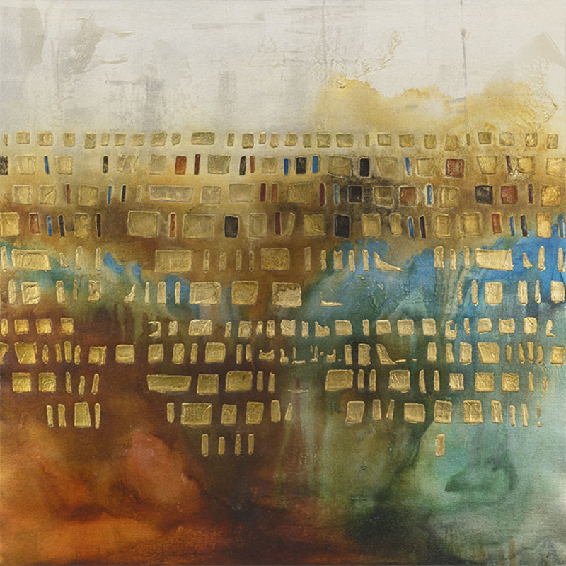 Desert Mosaic Painting by Jennifer Hollack Raboin, Stretched Canvas, 30" H x 30" W x 2" D