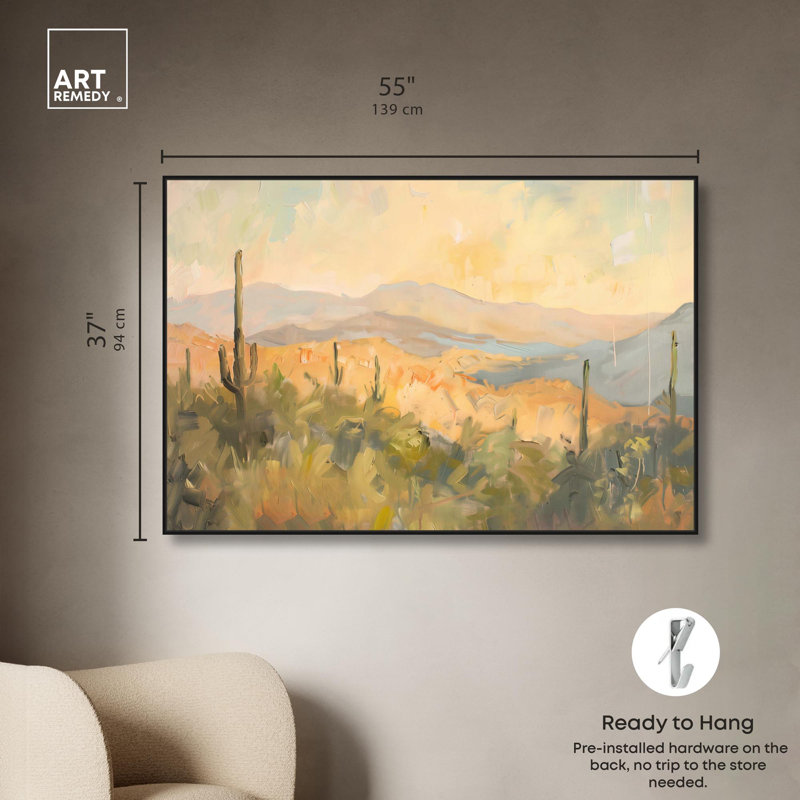 «Arizona Fields», toile classique par Art Remedy, Cadre noir, H 37 po x l 55 po