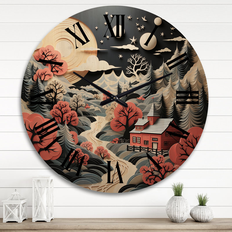 Horloge murale en bois massif Orenda, Très grand