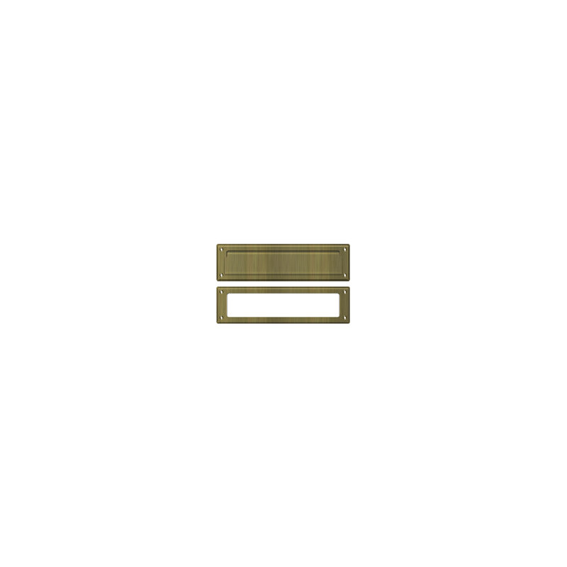 Brass Mail Slot, Antique Brass, 3.625" H x 13.125" W x 0.5625" D