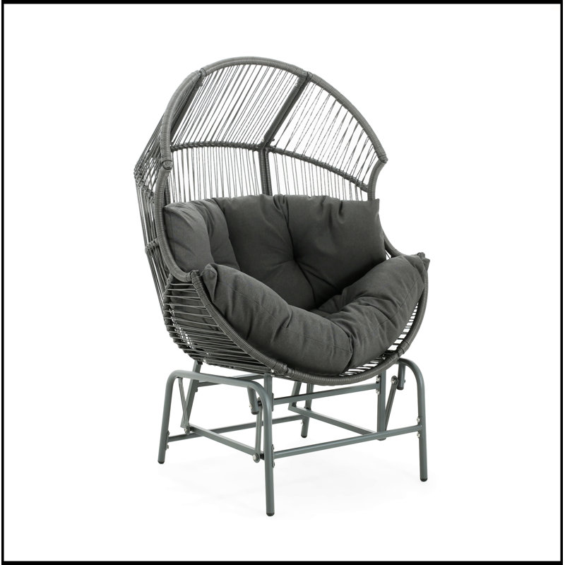Fauteuil oscillant d'extérieur en osier, Gris foncé, Gris foncé