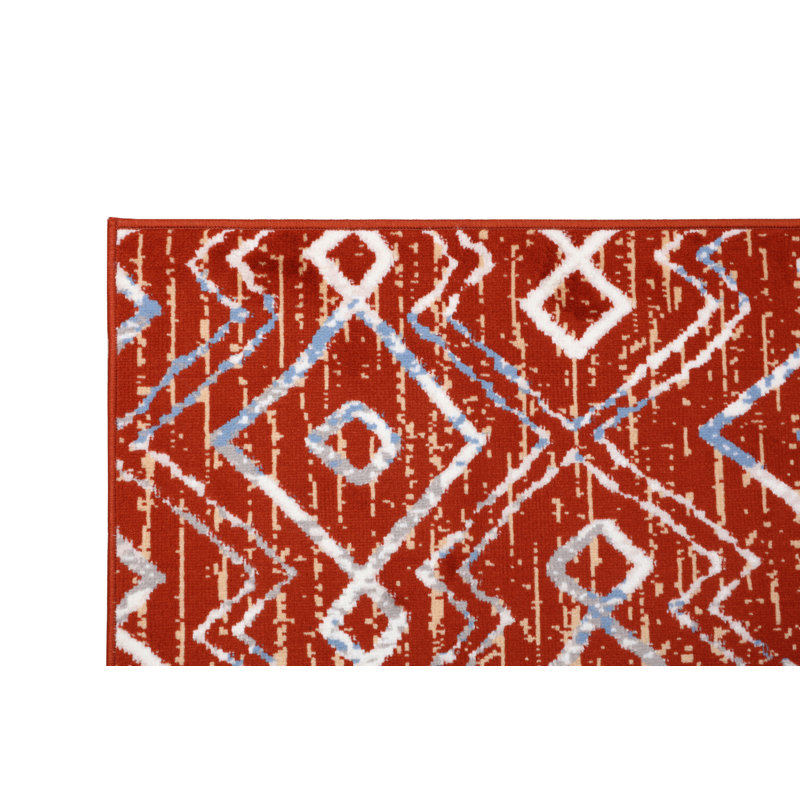 Tapis orange à motif géométrique Mcneel, Rectangle 2 pi x 4 pi