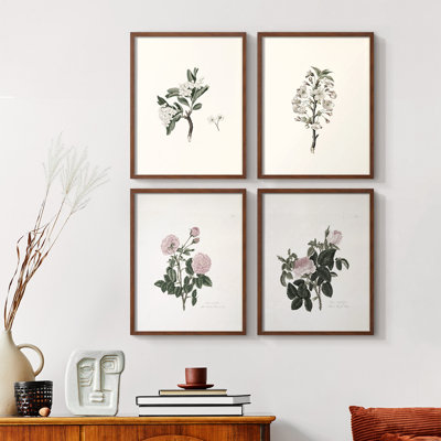 Vintage Floral Print CLXXXV  Framed Print - Set of 4
