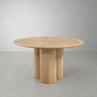 48" Round Oak Wood Top Dining Table