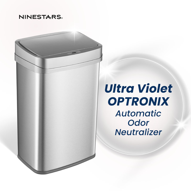 Odour Neutralizing Smart Trash Can, UV + Ozone Dual Purification, Odour Control Motion Sensor, Stainless Steel, Nova Series