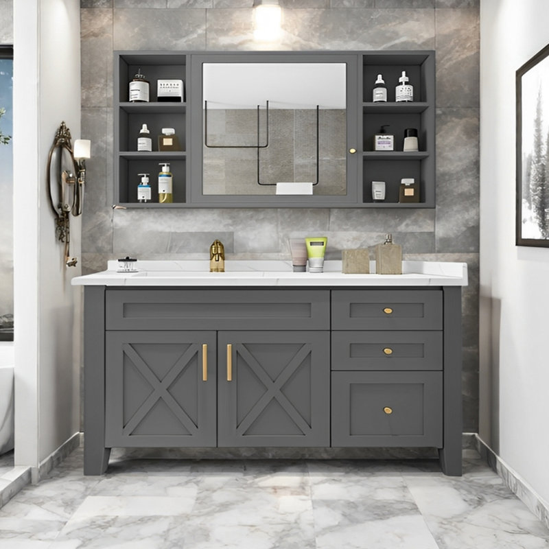 American style solid wood bathroom cabinet