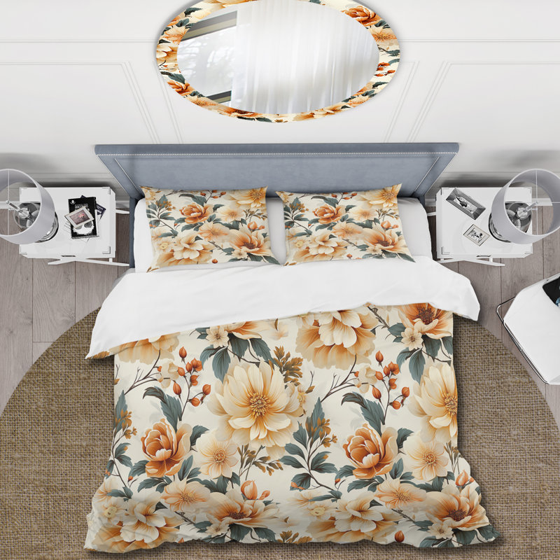 Ensemble de housse de couette Delicate Flower Symphony III - Floral, Housse de couette pour très grand lit et 2 très