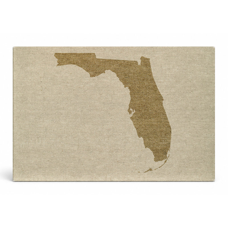 Florida State Silhouette - paysage, art mural sur toile, 20" W x 16" H