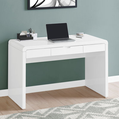 Computer Desk, Home Office, Laptop, Storage Drawers, 48"L, Work, Glossy Laminate, Contemporary, Modern