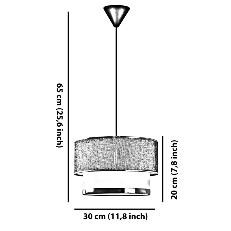 Élégant lustre en métal, brun clair et brun, 25,6 po x 25,6 po x 25,6 po | Certifié CE, douille E27, 60 W maximum | Élégant luminaire pour salle à manger, salon et entrée, capuchon en coton durable, hauteur totale: 25,6 pouces