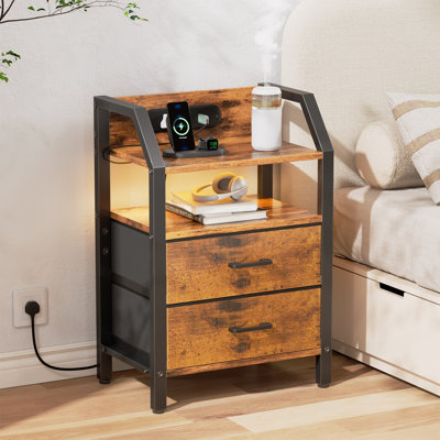 46cm W Steel Bedside Table