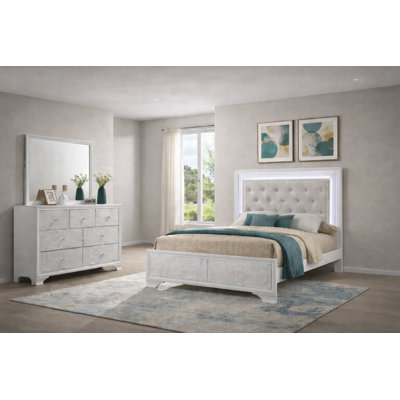 Ensemble de chambre à coucher de luxe à panneau tapissier avec motif capitonné avoine