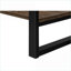 Table basse de salon avec plateau aspect bois brun Pieds en métal noir, tablette fixe peu encombrante